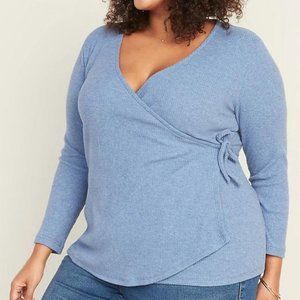 Old Navy Plush Rib-Knit Wrap-Front Plus-Size Top